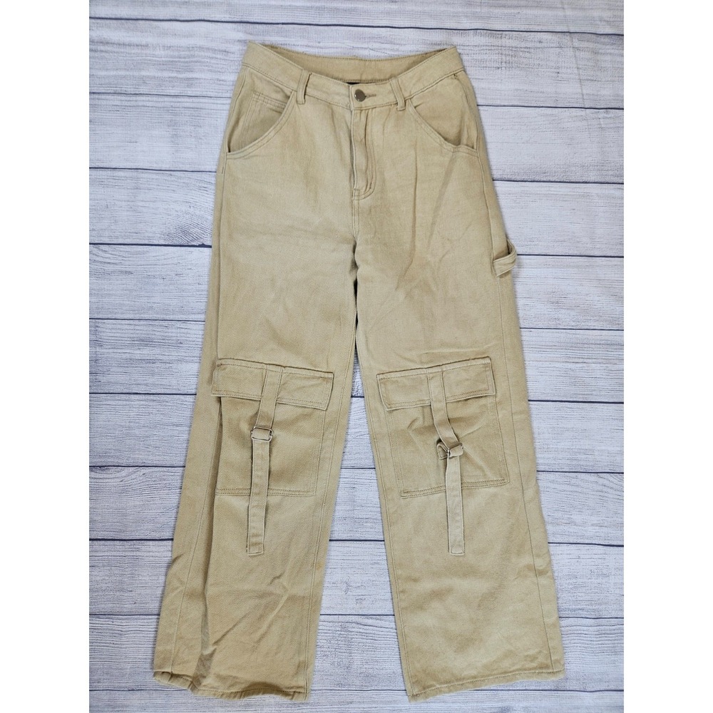 Cider Cargo Pants Women's Small Beige Cotton Wide Leg Utility Streetwear